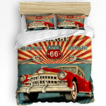 3 tk Voodipesukomplekt Klassikaline Auto Vintage Plakat Kodutekstiil Tekikott Padjap&uuml;&uuml;r Poiss Laps Teismeline T&uuml;druk Voodipesu Katete Komplekt EU single(135x200cm)