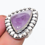 Natural Chevron Amethyst Gemstone 925 Sterling Silver Jewelry Ring Size 7 u8m65