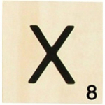 Grande lettre en bois fa&ccedil;on scrabble 10 cm Lettre X