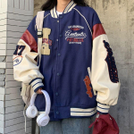 Vintage Bomber-jakk Naiste Harajuku &uuml;likooli pesapallijoped Korea moekolledži vormiriietus &uuml;lisuur t&auml;navariietus Y2k S
