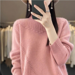 Naiste poolk&otilde;rge kaelusega paks &uuml;hev&auml;rviline kampsun, sviiter, vaba ja salendav silmkoeline kampsun One size