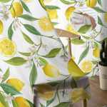 Sidrunikollased l&auml;bipaistvad kardinad, 84 tolli pikkus, 1 paneeli komplekt, Suvine aed Puuviljad Sidrunid ja Lehed Poolukse kardinad, Kardinapuu taskuga 100x130cm&Fixed Pleat valge