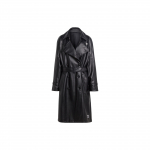 Adidas Originals Trefoil kunstnahast kahekordse n&ouml;&ouml;pimisega pikk trenchcoat naistele &Uuml;ler&otilde;ivad Must II6083 S