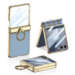 Sobib Samsung Z Flip7 mobiiltelefoni korpuseks Magnetiline Kokkupandav Hinge Tavaline Nahk PC Elektroplaaditud S&otilde;rmes&otilde;rmuse Hoidjaga Kest Kile T&auml;ielik Pakend SM-Flip7