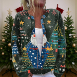 Naiste j&otilde;ulukampsun Armas l&otilde;bus j&otilde;ulukampsun S&uuml;gis ja talv Pikkade varrukatega kootud kampsun L sinine