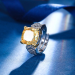 Ehted K&otilde;rge S&uuml;sinikusisaldusega Teemant J&auml;&auml;lille L&otilde;ige Vask Inkrusteeritud Kollaste Teemantidega Kerge Luksuskomplekt Naised 12 * 12 * 10 * 10