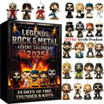 2025 Rock Metali Legendid Advendikalender 24 p&auml;eva J&otilde;ulude Tagaloendus Kalender, 2D Lame Akr&uuml;&uuml;l Ikoonilised Muusikategelased Teeb Suurep&auml;rase Kingituse Rockile must