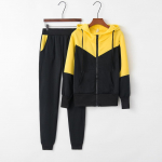 Women Solid Color Hooded Sweatshirt and pant Tracksuit Sport Suit L