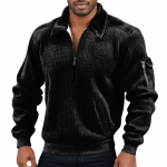 Meeste &uuml;hev&auml;rviline velvetist lukuga kaelusega pikkade varrukatega topp meeste vabaaja rev&auml;&auml;rkrae topp XXXL