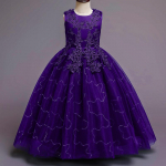 Printsessi Lillelapsude Sequin T&uuml;llist Kleit - Varrukateta, V&ouml;&ouml;kohtani Pikk, Kohev, Pikk Pulmakleit Lastele 170 cm punane