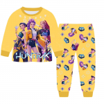2 tk Filmi K-pops Deemonik&uuml;tid Kawaii Pidžaamakomplekt T&uuml;druk Cosplay &Ouml;&ouml;riided Anime Pikkade varrukatega topid+P&uuml;ksid F&auml;nnidele Halloweeni kingitus 150cm kollane