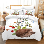 3D Hedgehog voodipesukomplekt Loomade udusulgedega tekikate Padjap&uuml;&uuml;r 2/3 tk s&uuml;nnip&auml;evakingitus AU180 * 210 t&auml;issuuruses Kiiresti kuivav pehme lihtne kodutekstiil Baby 100x135cm beige