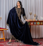 Naiste Peo R&otilde;ivad Bollywood Viskoos Samet Salwar &Uuml;likond India Disainer Salwar Kameez Etniline R&otilde;ivas M sinine