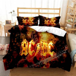 3D Prindiga Mood AC_DC Rockb&auml;nd Voodipesukomplekt AC-DC B&auml;ndi Mustriga Tekikott Padjap&uuml;&uuml;ridega &Uuml;heinimesevoodi T&auml;issuuruses Kuninganna Kuningas 140x200cm 3pcs