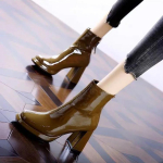 Platvorm k&otilde;rged kontsad poolsaapad Naiste kandilised varbakingad Chelsea l&auml;ikiv nahk Talvine lumi 2024 Trend Luksus pidu Botas Mujer 39 pruun