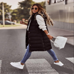 Lihtne &uuml;hev&auml;rviline kapuutsiga daami pikk vest peor&otilde;ivaste jaoks S