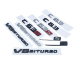 3D mattmust t&auml;htedega V8 Biturbo 4matic embleem Mercedes Benz AMG C63 C63S kupee auto poritiiba pakiruumi nimesildi logo kleebis V8 BITURBO 2pcs matt must v&auml;rv