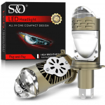 2 tk H4 LED Kahekordse Projektori L&auml;&auml;tsega Autopealambi Pirnid Mootorratta Canbus 90W 60000LM Kaugtuli/L&auml;hituli Turbo Mootorratta Lambiga LHD 6500K Valge H4/9003/HB2 Hi/Lo