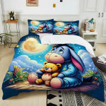 Multikas Notsu Iiah Tekikott Notsu Puhh Voodipesukomplekt 3D Tr&uuml;kk Kodu Poiss T&uuml;druk 2/3 tk Laste Voodipesu 140x210cm 2pcs