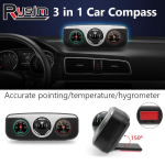3 in 1 Guide Ball Car Compass Thermometer Hygrometer Dashboard Ornament Auto Interior Accessories Navigation Compass for boat black