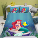 Merineitsi printsess Ariel 100% pol&uuml;ester Anime tekikoti komplekt Mugav tr&uuml;kitud multifilmikujutisega Kahekohaline voodipesu J&otilde;ulukingitused EU Single(135*200cm)3pcs blue