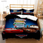 Pixar Mcqueen Auto Aastaringsed Tekikatted Tekid Voodipesukomplektid Pehme Tekikate Ja Padjap&uuml;&uuml;rid &Uuml;he-/Kahe-/Queen-/King- EU Single(135*200cm)3pcs