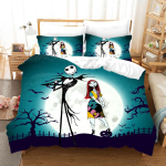 Nightmare Before Christmas Tekikott Padjapuuriga Voodikomplektid Jack Ja Sally 3D Kolju J&otilde;ulude Voodipesu Komplekt Magamistoa Dekoratsioon EU Single(135*200cm)3pcs