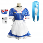 Hatsune Miku Mesmerizer Cosplay Kost&uuml;&uuml;m Paruka ja Neiu Kost&uuml;&uuml;miga T&auml;iuslik J&otilde;uludeks ja Halloweeniks M&uuml;ts, Komplekt, (Suurus M) sinine