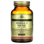 Solgar, Omega3, EPA ja DHA, Kolmekordse Tugevusega, 950mg, 50 pehmet kapslit