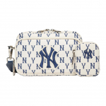 MLB Monogrammi Seeria New York Yankees Vintage Lilleline Tr&uuml;kis T&auml;helogo Pol&uuml;ester &Otilde;la Crossbody Kott Mini Unisex Kotid Beež 3ACRS012N-50CRS Beige