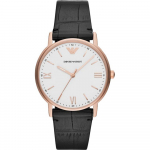 Emporio Armani valge nahast must meeste kvartsikell AR80015 valge