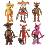 6tk FNAF-i kujukest Freddy Bonnie Foxy Fazbear Bear Viis &Ouml;&ouml;d PVC Mudel Tegevuskujukesed M&auml;nguasjad Lastele S&uuml;nnip&auml;evakingitus