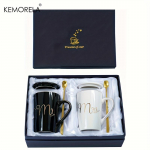 Elegantne kuldne keraamiline kohvitasside komplekt kaantega 400ML tassid meestele ja naistele Pulmakingitus paaridele 400ml