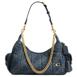 Coach Juliet 30 Denim Quilditud Detailiga Kangast &Otilde;lakott Suur Naiste &Otilde;lakott S&uuml;gav-Indigo CDZ72-B4YMW Basic Set (Bag+Dust Bag)