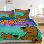 3 tk Scooby Doo Scrappy Doo Voodipesukomplekt, Sisaldab 1 tekikotti ja 2 padjap&uuml;&uuml;ri, Ilma t&auml;idiseta, Pehme ja mugav Kodu Magamistuba F077 135x200cm