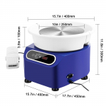 SucceBuy Keraamikaratas 11-tolline Keraamika Vormimine 450W Elektriline Ratas Keraamikaks Otseajamiga Keraamiline Ratas DIY Kunsti K&auml;sit&ouml;&ouml; jaoks Sinine