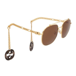 Gucci Ketisarja Ovaalsed P&auml;ikeseprillid Unisex P&auml;ikeseprillid GG0727S-002 Dust Bag+Eyeglass Case (Random Color) brown