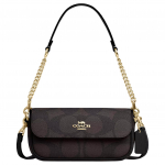 Coach Hailey 20 T&auml;hekujuline Logo Kett-&Otilde;larihm Kaetud L&otilde;uend ja Sile Nahk K&uuml;ljealune Kott Naiste &Otilde;lakott P&auml;hklipruun Must CAN70-IMXAQ Basic Set (Bag+Dust Bag)