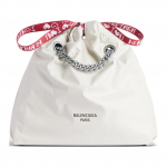 Balenciaga Crush Logotr&uuml;kiga Pael-kinnitusega Reljeefne Paelkinnitusega Nahast T&otilde;mblukuga Kott Naiste T&otilde;mblukuga Kotid Valge 7876162AA3C9164 Basic Set (Bag+Dust Bag)