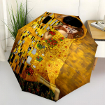Gustav Klimt Art Nouveau Vihmavari - Automaatselt kokkupandav, 8 varrast stabiilsuse tagamiseks, Elav lilleline ja geomeetriline disain, T&auml;iuslik p&uuml;hade