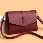 Naiste elegantne pruun kunstnahast &otilde;lakott Praktiline igap&auml;evane crossbody kott Stiilne klapiga &otilde;lakott 27 *11 *18 cm punane
