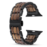 Luksuslik lilla s&uuml;damikupuidust ja roostevabast terasest rihm Apple Watch Series Ultra 3 1-11 38/40/41/42/44/45/46/49mm jaoks 42mm(series 3)/44mm/45mm/46mm/49mm black