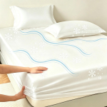 Jahutav voodilina kuumalt magajatele, suvine hingav madratsikaitse 360&deg; elastikuga - Jahutav kangas, kortsudevastane, pleekimis- ja kokkut&otilde;mbumisvastane 200*220cm-bed cover valge