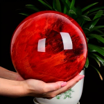 Punane Sulav Kristallkuul Poleeritud Sulatuskvartsipall Feng Shui Hea &Otilde;nne Tervendav Kaunistus (Red,6-7cm) punane