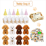 8-24 komplekti Karu Koerad DIY Adopt a Puppy Peo meened Mini pl&uuml;&uuml;sist kutsikad T&auml;idisega koerad koos majakese ja kleebistega s&uuml;nnip&auml;evapeo kingitusteks 8pcs beige