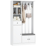 180 cm riidekapp riidepuuga, kingapink, 4 konksu, avatud riiulid, MDF, valge 100 x 30 x 180 cm valge