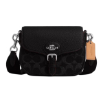 COACH Amelia teksari pehme kividest tekstuuriga nahast crossbody kotid V&auml;ikesed Naiste Must & H&otilde;bedane CQ187-SVBK One Size 1 black