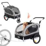 VEVOR Koera jalgrattahaagis, toetab kuni 40 kg, 2-in-1 lemmiklooma k&auml;ru/jalgrattakandur, kergesti kokkupandav raam kiirvabastusega ratastega 80 x 53.5 x 53 cm