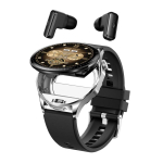 2026 Uus 2-&uuml;hes TWS peakomplekt nutikell 1,43 Naistele Meestele Bluetooth-k&otilde;ne Spordi Fitness liikumisj&auml;lgija Tervise j&auml;lgimise kellad Muusika nutikell Silver silicone black