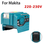 Toiteinverter Makita 18V akule, DC 18V kuni AC 120V/220V kaasaskantav toitejaam USB-ga, Type-C 280lm LED-valgustiga telkimiseks For Makita 220-230V